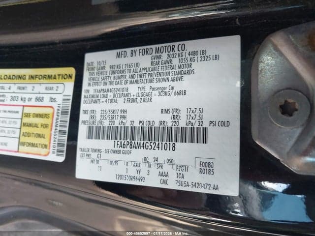 2016 FORD MUSTANG V6 9