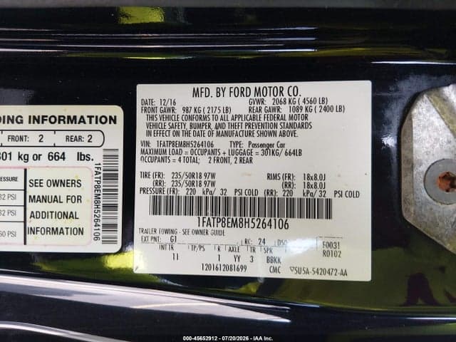 2017 FORD MUSTANG V6 9