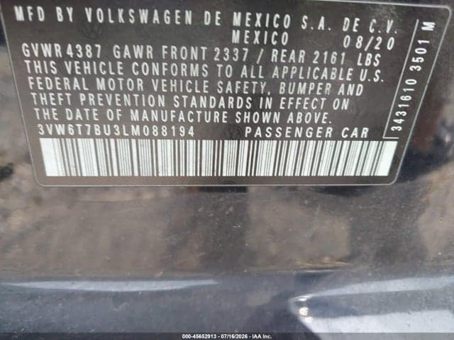 2020 VOLKSWAGEN JETTA GLI 2.0T AUTOBAHN/2.0T S 9