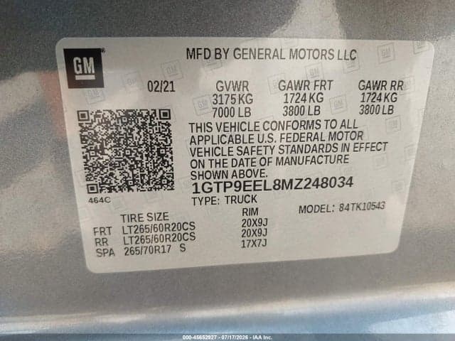 2021 GMC SIERRA 1500 4WD SHORT BOX AT4 9