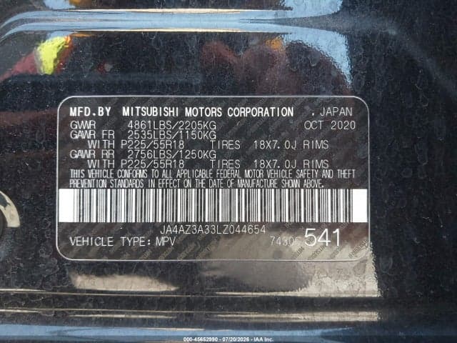 2020 MITSUBISHI OUTLANDER ES 2.4 S-AWC 9