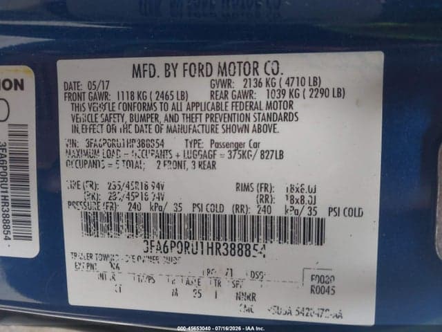 2017 FORD FUSION HYBRID TITANIUM 9
