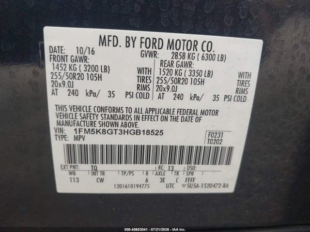 2017 FORD EXPLORER SPORT 9