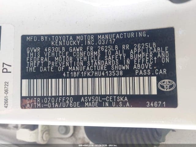 2017 TOYOTA CAMRY SE 9
