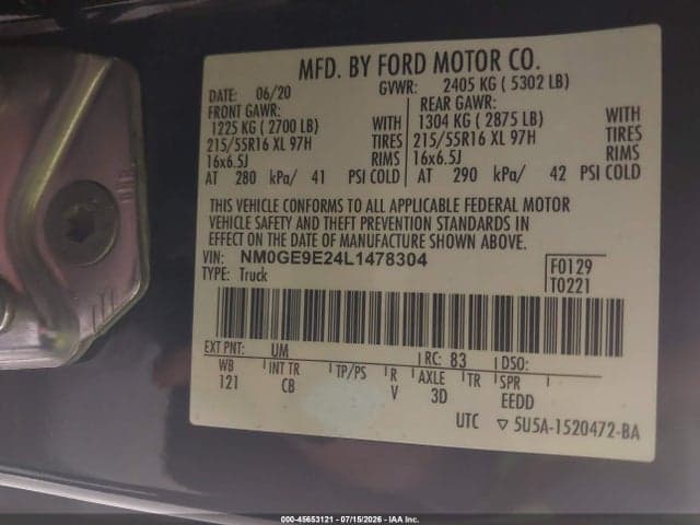 2020 FORD TRANSIT CONNECT 9