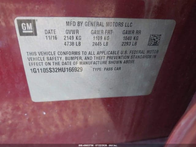 2017 CHEVROLET IMPALA 1LT 9