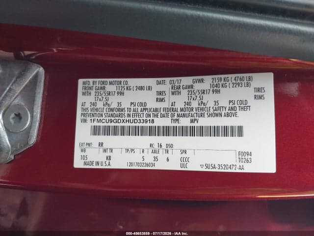 2017 FORD ESCAPE SE 9