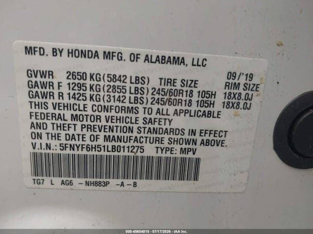 2020 HONDA PILOT AWD EX-L 9