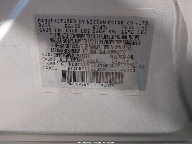 2020 NISSAN KICKS S XTRONIC CVT 9