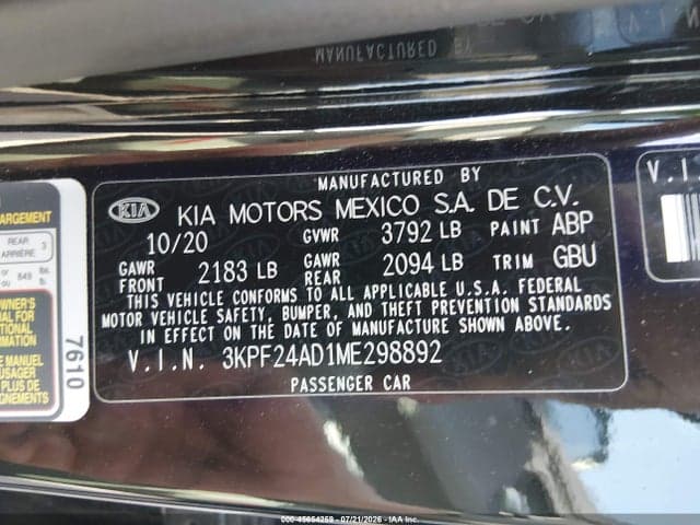 2021 KIA FORTE LXS 9