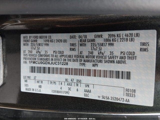 2018 FORD ESCAPE SE 9