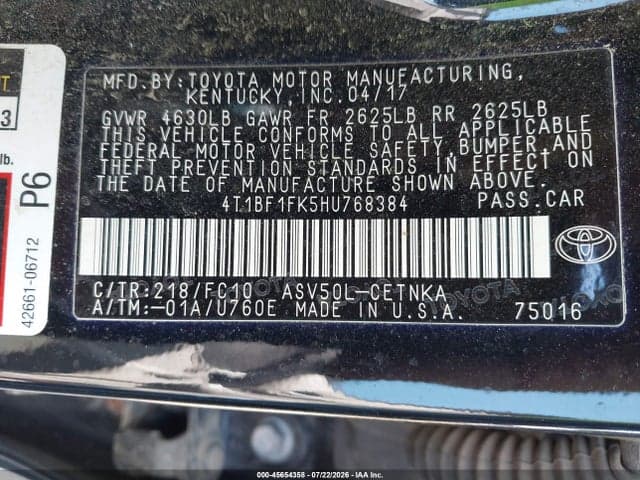 2017 TOYOTA CAMRY LE 9