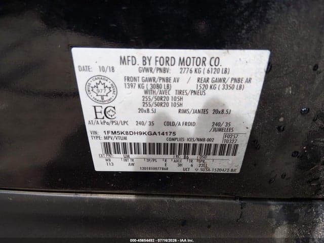 2019 FORD EXPLORER XLT 9