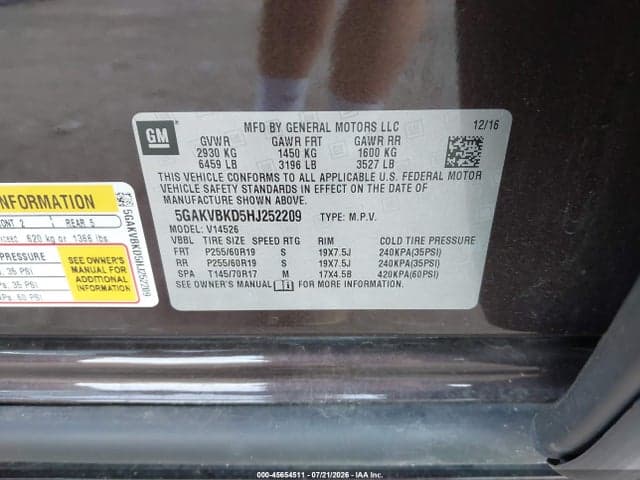 2017 BUICK ENCLAVE LEATHER 9