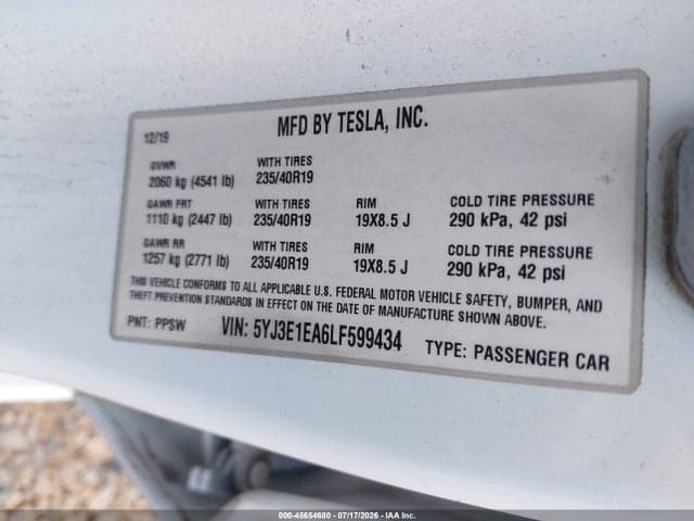 2020 TESLA MODEL 3 STANDARD RANGE PLUS REAR-WHEEL DRIVE/STANDARD RANGE REAR-WHEEL DRIVE 9