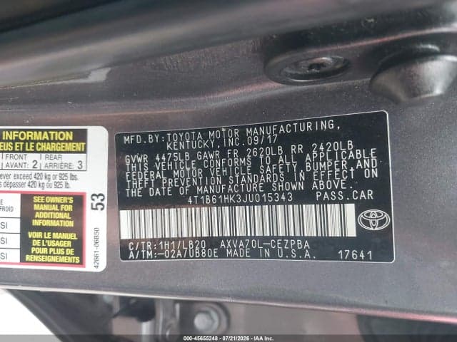 2018 TOYOTA CAMRY XSE 9