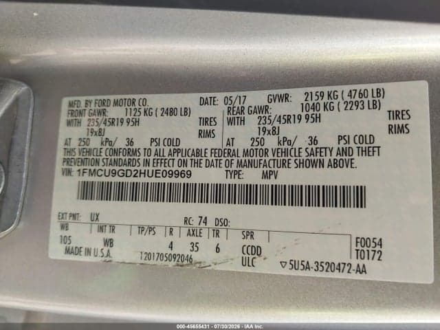 2017 FORD ESCAPE SE 9