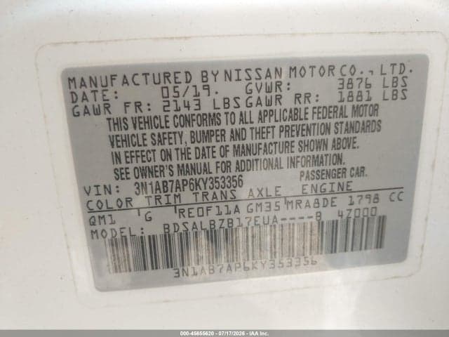 2019 NISSAN SENTRA S 9