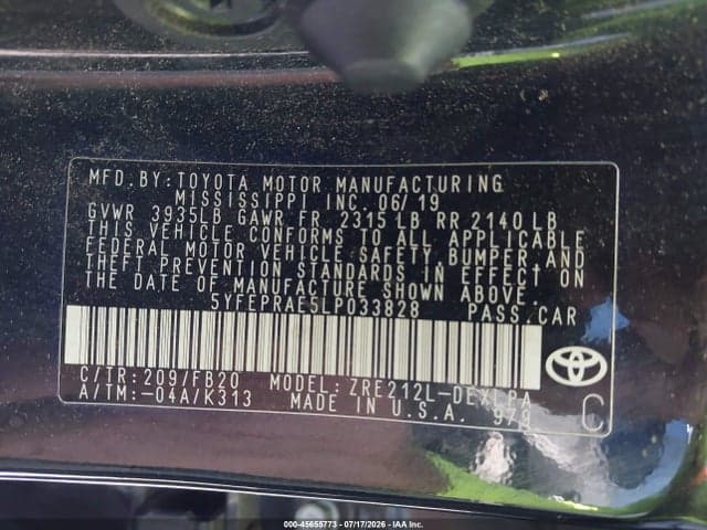 2020 TOYOTA COROLLA LE 9