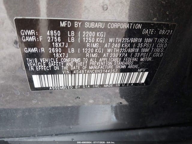 2022 SUBARU OUTBACK LIMITED 9