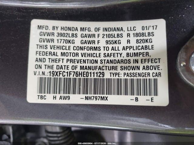 2017 HONDA CIVIC EX-L 9