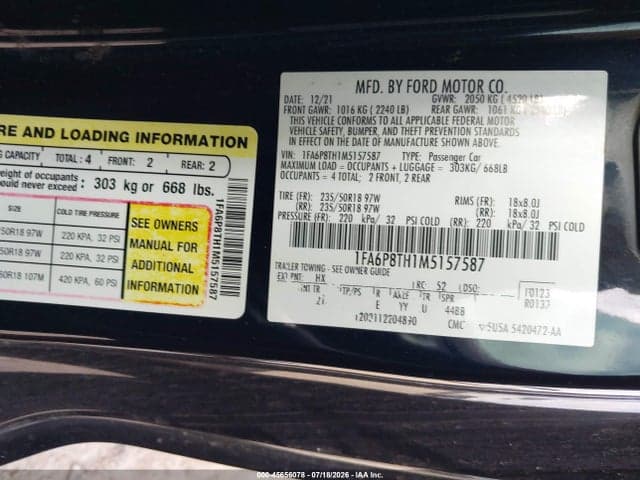 2021 FORD MUSTANG ECOBOOST FASTBACK 9