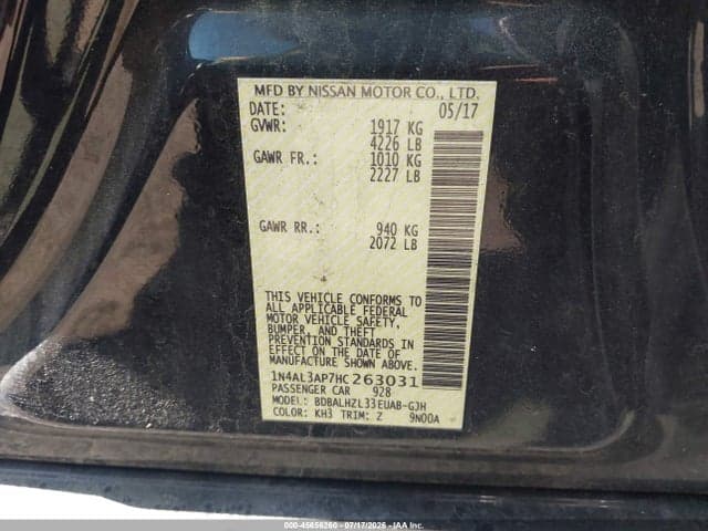2017 NISSAN ALTIMA 2.5 SR 9