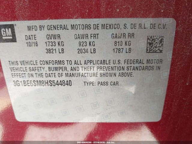 2017 CHEVROLET CRUZE LT AUTO 6