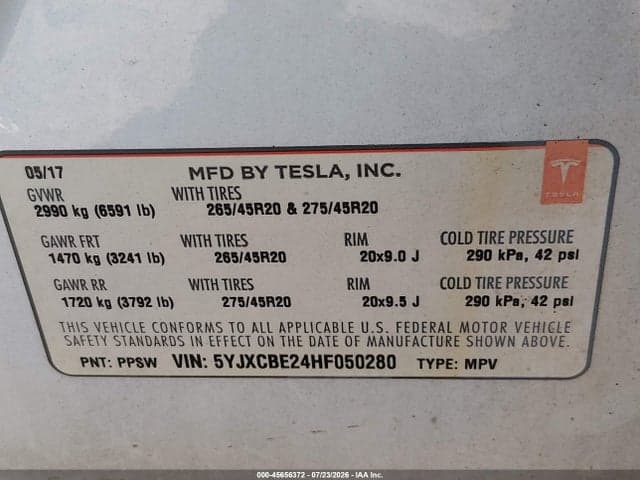2017 TESLA MODEL X 100D/75D/90D 9