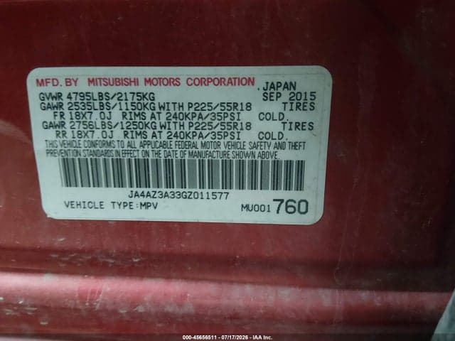 2016 MITSUBISHI OUTLANDER SE 9