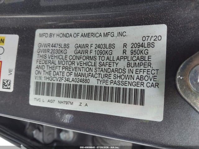 2020 HONDA ACCORD SPORT 2.0T 9