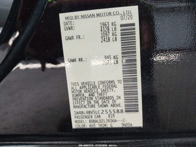 2020 NISSAN ALTIMA S FWD 9