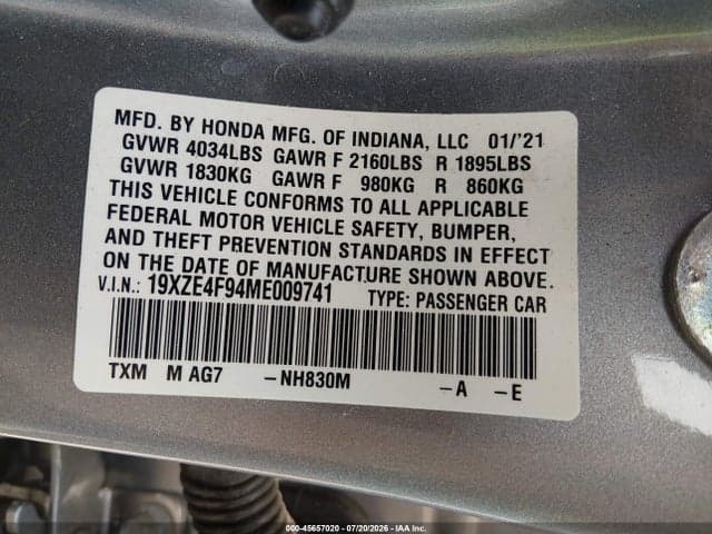 2021 HONDA INSIGHT TOURING 9