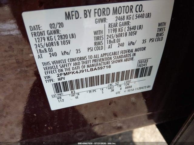 2020 FORD EDGE SEL 9