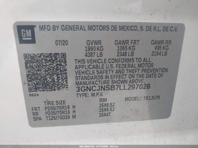 2020 CHEVROLET TRAX AWD LS 9