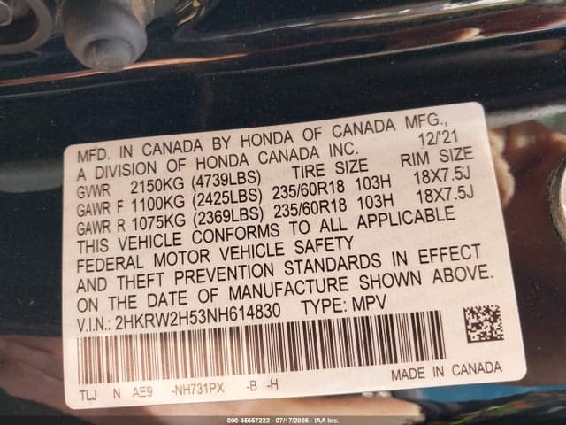 2022 HONDA CR-V AWD EX 9
