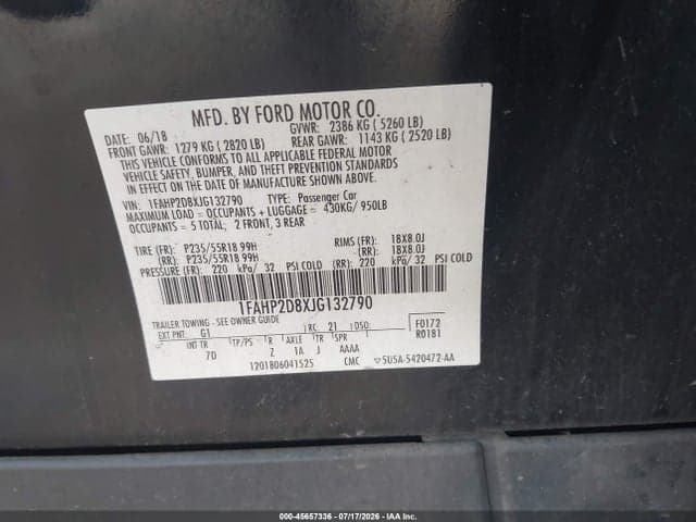 2018 FORD TAURUS SE 9
