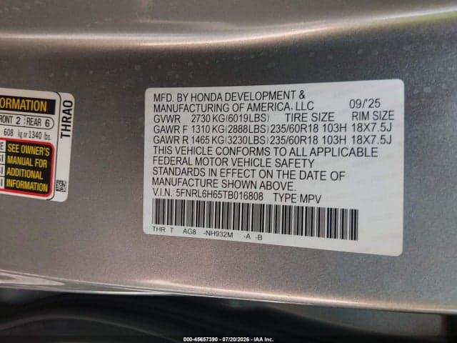 2026 HONDA ODYSSEY EX-L 9