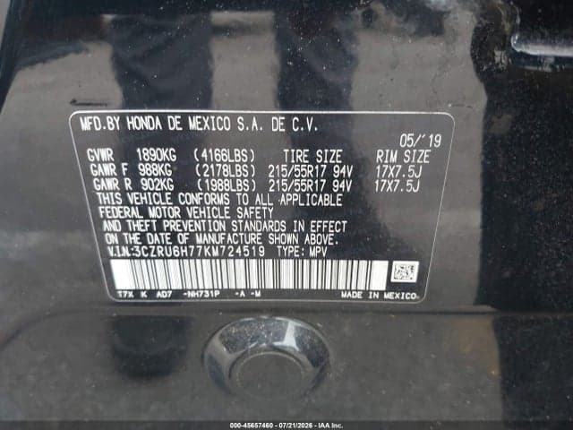 2019 HONDA HR-V EX-L 9
