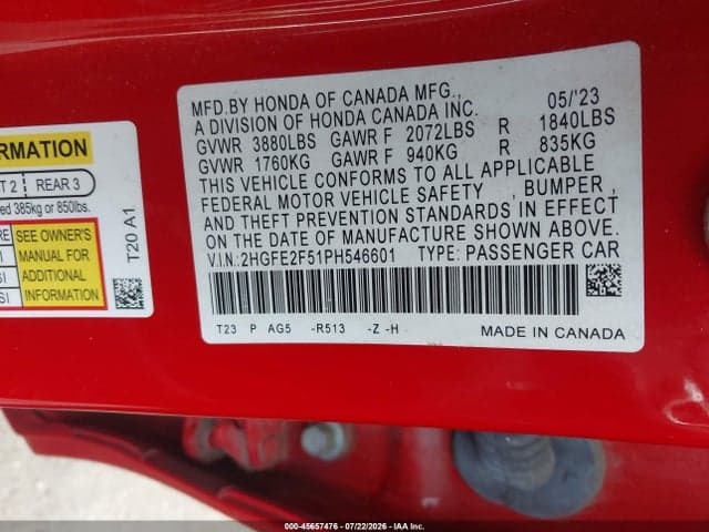 2023 HONDA CIVIC SPORT 9