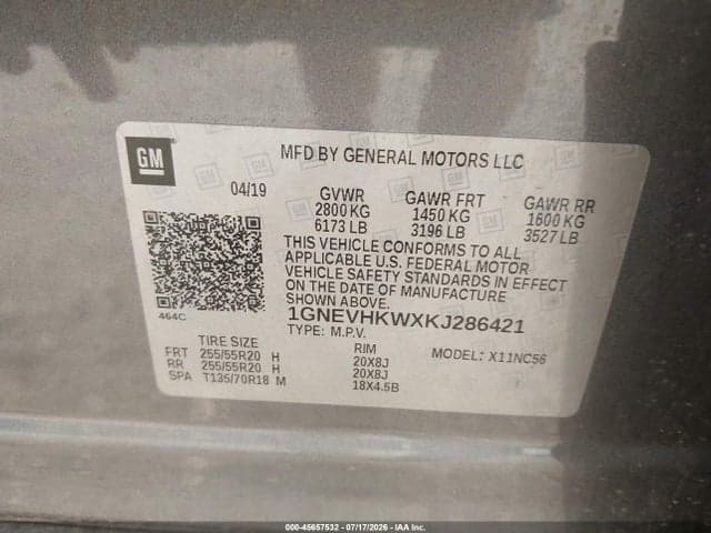 2019 CHEVROLET TRAVERSE 3LT 9