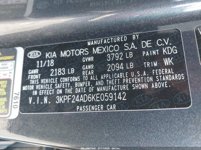 2019 KIA FORTE LXS 9