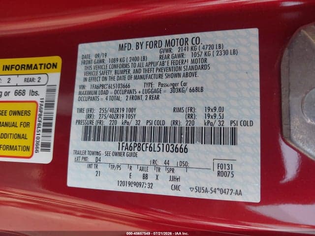 2020 FORD MUSTANG GT FASTBACK 9