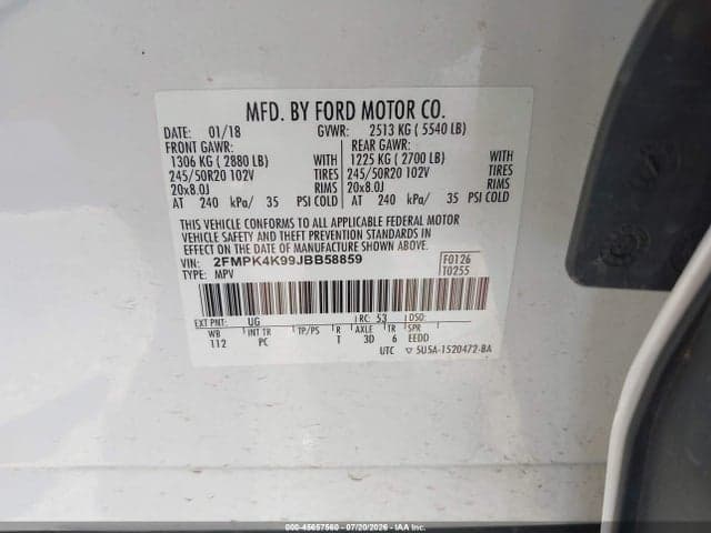 2018 FORD EDGE TITANIUM 9