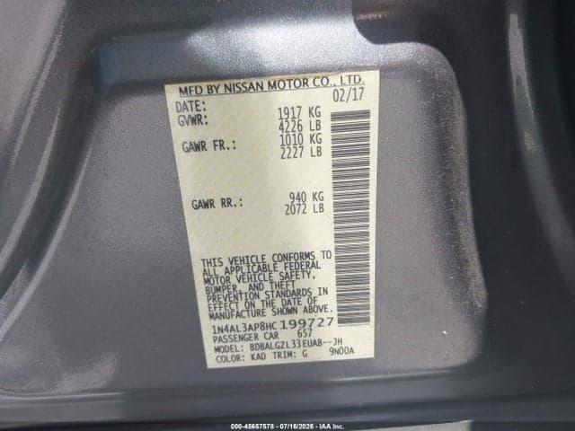 2017 NISSAN ALTIMA 2.5 S 9