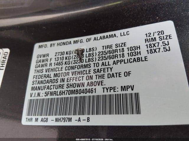 2021 HONDA ODYSSEY EX-L 9