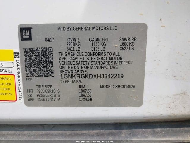 2017 CHEVROLET TRAVERSE LT 9
