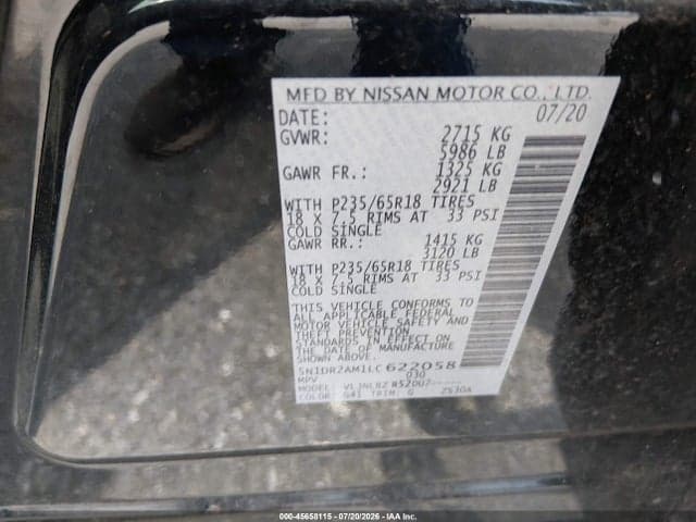 2020 NISSAN PATHFINDER S 4WD 9