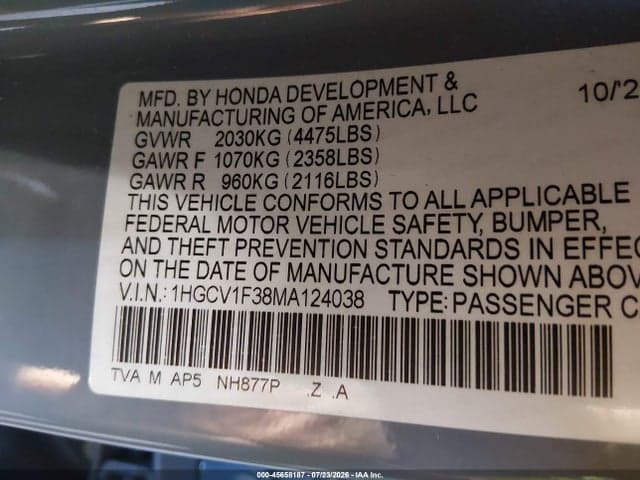2021 HONDA ACCORD SPORT 9
