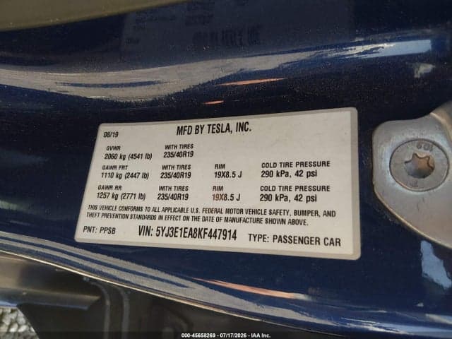 2019 TESLA MODEL 3 LONG RANGE/MID RANGE/STANDARD RANGE/STANDARD RANGE PLUS 9